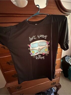 Kids Black 'Don't Worry Be Happy' VW Bus Graphic Tee